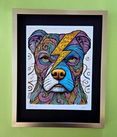 AIDAN FLUX | Hand Signed Authentic Ltd ED of 10 Print Framed David Bowie Dog COA