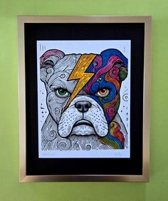 AIDAN FLUX | Hand Signed Authentic Ltd ED of 10 Print Framed David Bowie Dog COA