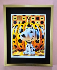 AIDAN FLUX | Hand Signed Authentic Ltd ED of 69 Print Framed Snoopy Pumpkin COA
