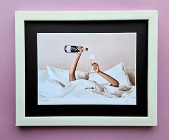 Chiara Bellini + "CHAMPAGNE IN BED " Original Hand Signed Print Ltd Ed | COA