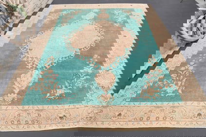 9'7x12'4 TURKISH RUG, Jade Green