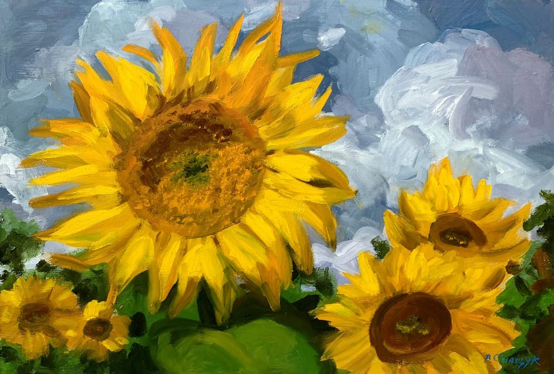 Oil painting Sunflowers and clouds Valentina Simashchuk (1 of 12)