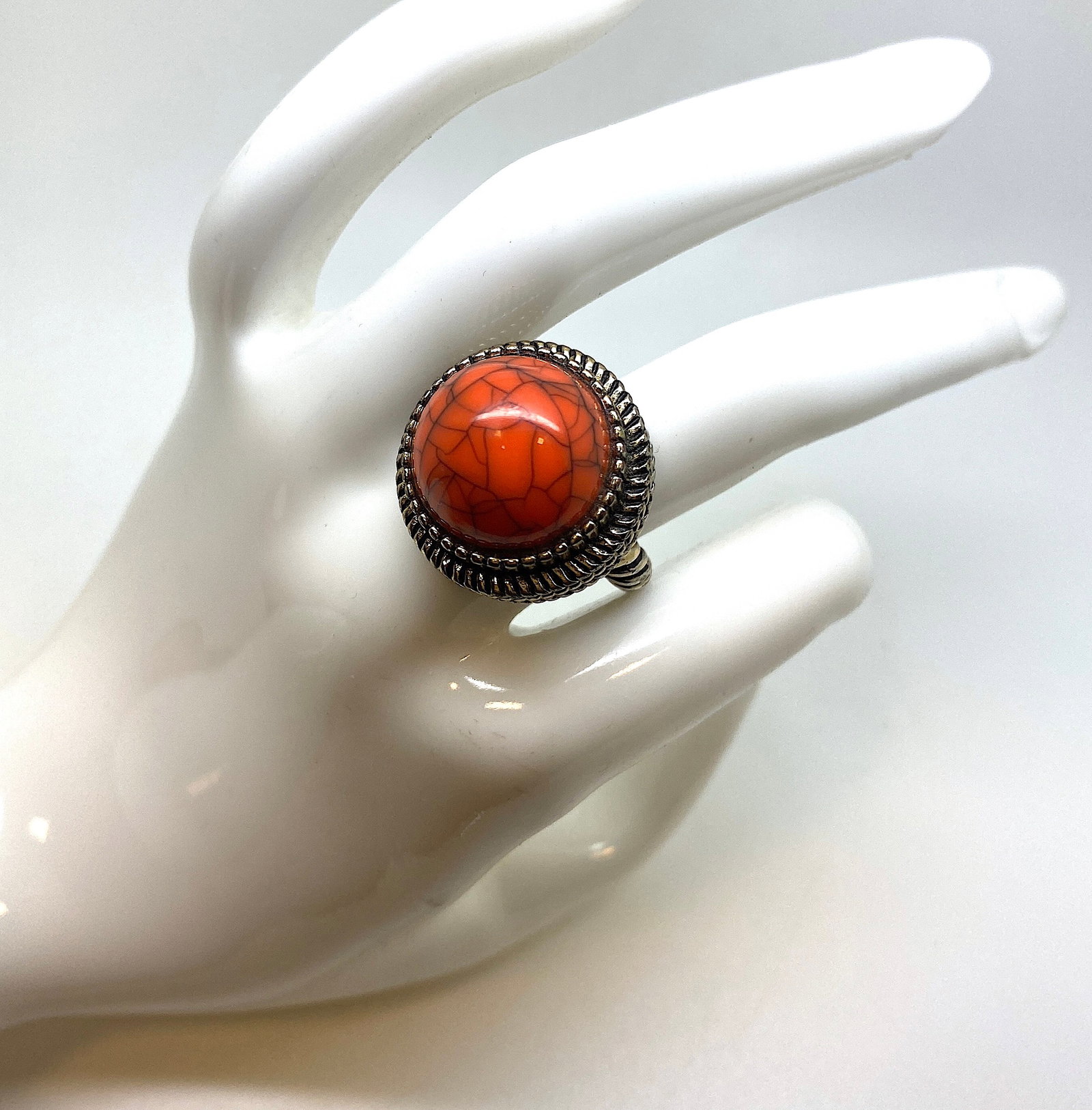 Old ring with coral - 2