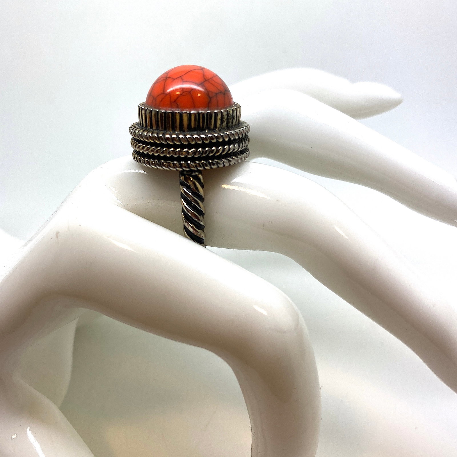Old ring with coral - 3