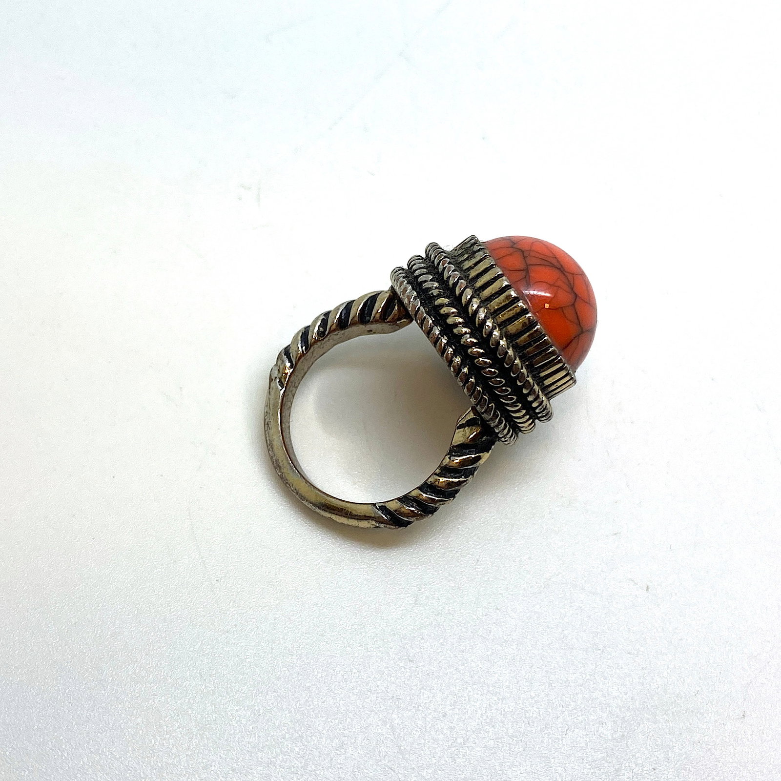 Old ring with coral - 6