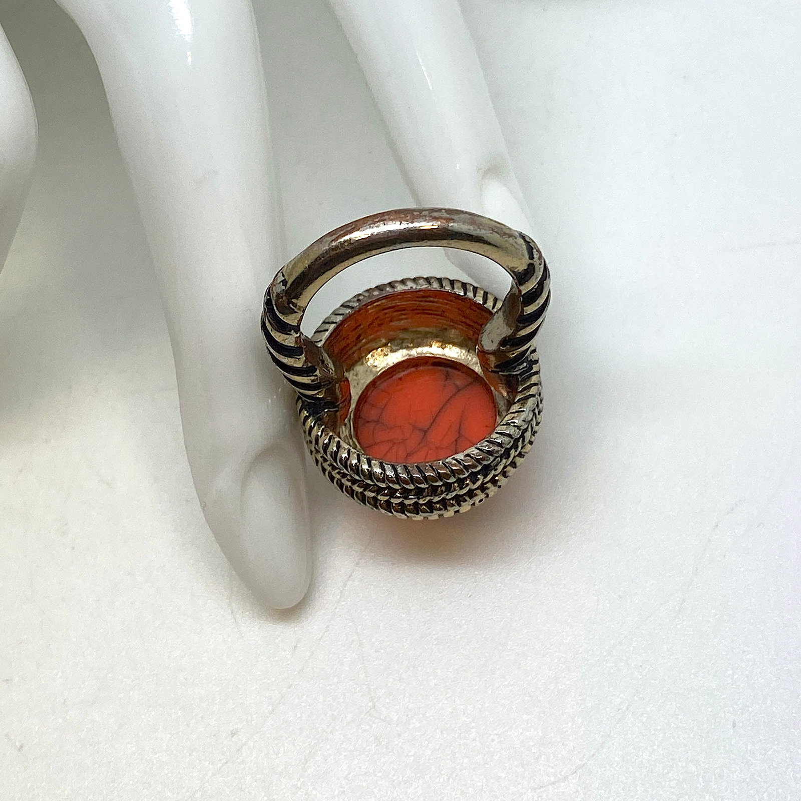 Old ring with coral - 7