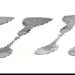 Pair of Val Saint-Lambert Crystal Candlesticks for Tiffany and Co.: This pair of Val St. Lambert crystal candlesticks was designed for Tiffany and Co. They date to the 1950s, and are in impeccable shape! pictured here with smaller stout candles, they can hold much