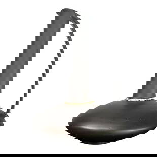 Austrian Gmudner Keramik Matte Black Decorative Pitcher With Raffia Detail, 50s: Stamped on base, this 1950s matte black decorative vase by Gumudner Keramik style number 2718 is in extremely good condition without chips or scratches and still has it's raffia detail in place. 