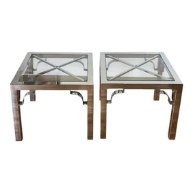 70s Chrome & Glass Parsons Tables, a Pair
