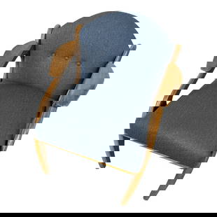 1960s Adrian Pearsall Lounge Chair: Adrian Pearsall for Craft Associates- Model #2249-C Walnut lounge chair with blue upholstery no makers markings Condition: Alterations: Original Design Modified Imperfections: Some Imperfections