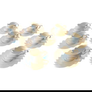 1960s Dansk White Porcelain Demitasse Cups and Saucers Set- 16 Pieces: This vintage set of eight porcelain Dansk demitasse cups and saucers is in perfect condition! The color is 'Winter White.' The cup, made of a smooth porcelain and designed with simple graceful line,