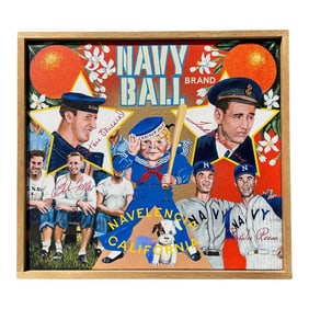 Original Ben Sakoguchi Painting "Navy Ball Brand" From "The Orange Crate Series," 2005
