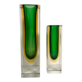 Murano Sommerso Glass Vase Pair by Flavio Poli for Alessandro Mandruzzato, 1960s
