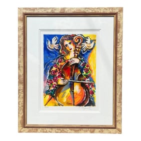 Zamy Steynovitz "Cello Player With Doves" Hand-Signed & Numbered Limited Edition Print