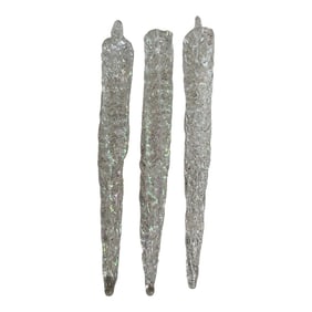 Vintage Christmas Ornaments - Glass Icicles With Glitter Detail- Set of 3