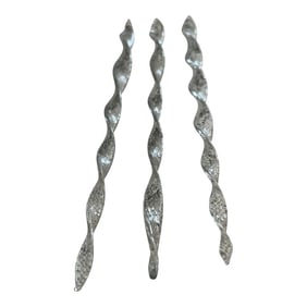 Vintage Christmas Ornaments - Glass Icicle Twists With Silver Leaf- Set of 3