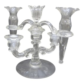 Vintage Glass Epergne With Candle Holders