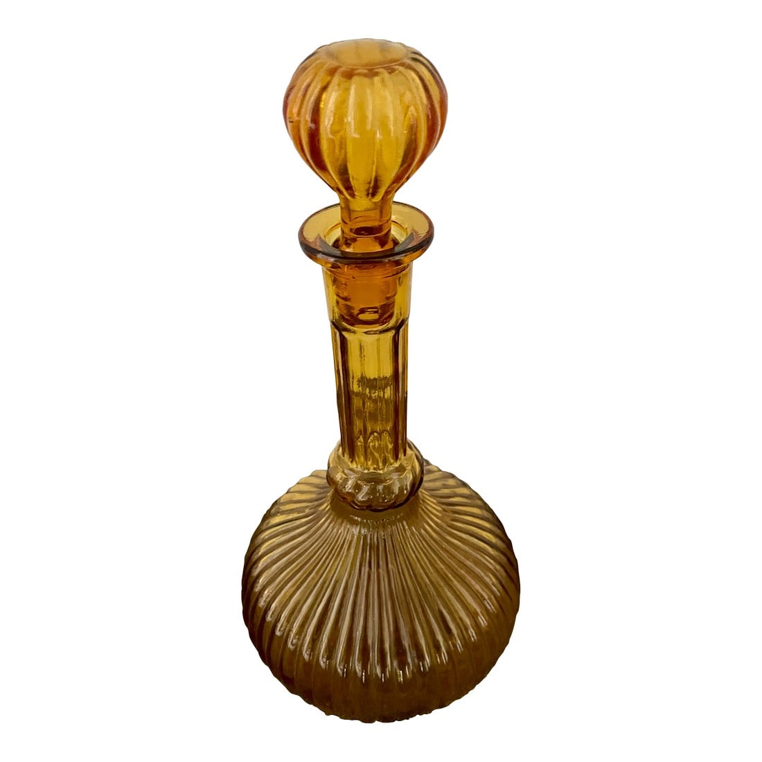 1960s Italian Amber-Colored Decanter: This 1960s Italian Amber-Colored Decanter makes a stylish and colorful statement. Made in Italy. Condition: Alterations: Original Condition Unaltered Imperfections: Some Imperfections Condition Notes: