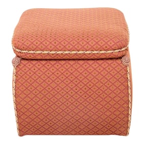 Square Ottoman with Square Cushion and Gathered Rope Corners