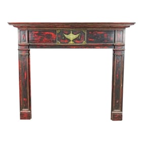 Antique 19th Century Painted Neoclassical Greek Revival Fireplace Mantel