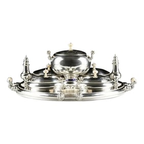 English Early 20th Century Silver Plate Lazy Susan Round Server Joseph Elliot and Sons Sheffield