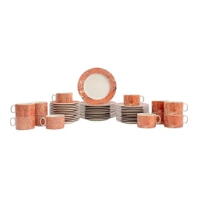 48 Pieces Villeroy & Boch Siena Pattern Porcelain Coffee or Tea Dessert Service With Plates, Cups an