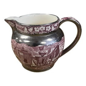 Antique Wedgwood Silver Dipped Purple Ferrara Pattern Creamer Luster Ware Ertruria England Wedgwood