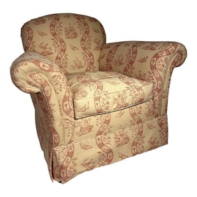 Upholstered Club Wing or Arm Chair George Smith Style Covered in Either Bennison or Pierre Frey Fabr