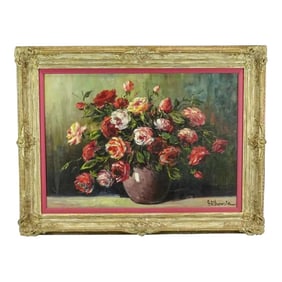 Oil Painting Still Life of Roses 19th Century