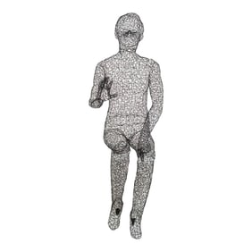 Contemporary Wire Sculpture of Life-Size Female Figure in the Style of Antony Gormley