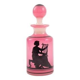 Late 19th Century Frederick Carder for Steuben Attributed Silhouette Rose Quartz Perfume Bottle