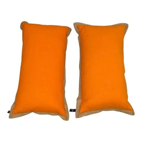 Pair of Newport Orange Linen Fabric Pillows
