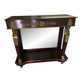 Early 20th Century Egyptian Revival French Empire Mahogany Gilt and Mirrored Pier Table