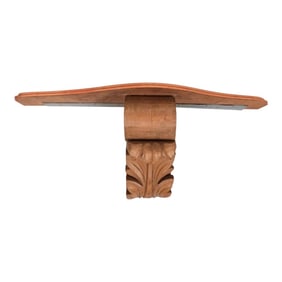 19th Century Carved Wooden Wall Shelf or Console With a Burnt Orange Marble Top