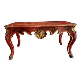 1951 James Reynolds Painted Coral Red Chinoisierie Cocktail Coffee Table