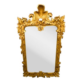 1950s Baroque Carved Gilt Wood Mirror French Gold