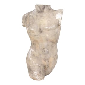 1930s Neoclassical Greek Roman Cast Stone Statue of a Nude Male Torso