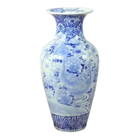 19th Century Palace Size Chinese Blue and White Porcelain Vase