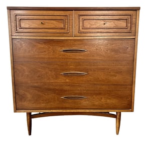 Vintage Broyhill Sculptra Highboy Dresser - Mid-Century Modern Walnut Chest of Drawers (1960s Tall
