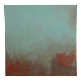 Abstract Moody Blue Oil on Canvas Untitled by Colleen Rourke