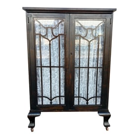 Antique Cabinet Glass Doors & Wheels