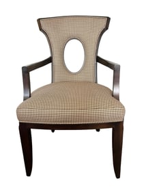 Vintage Henredon Barbara Barry Attributed Mahogany Armchair With Houndstooth Upholstery