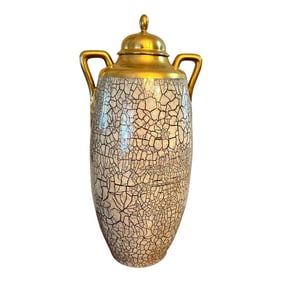 Early 1900s Neoclassical Ginger Jar by Oscar and Edgar Gutherz Royal Austria Handpainted Gold Accent