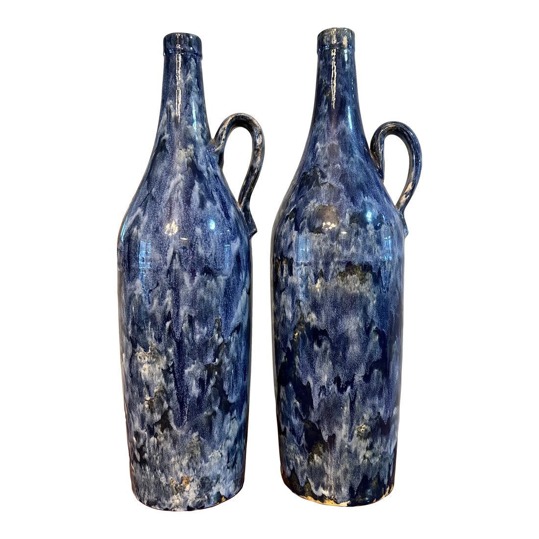 Vintage Mid-Century Stoneware Capri Jugs / Pitchers Coastal Blue Hues- Set of 2: Striking Pair of Vintage Mid-Century Stoneware Capri Jugs / Pitchers - Coastal Blue Hues Discover a stunning matched pair of vintage Mid-Century stoneware Capri jugs, celebrated for their exceptional