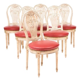 1950s French Louis XV and Jansen Style Hot Air Balloon Mongolfier Mongolfiere Chairs in Coral Qualit