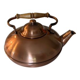 Late 20th Century Copper Tea Pot by Gregorian - Classic Wood Handle