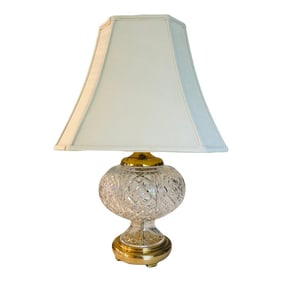 Vintage Waterford Crystal Table Lamp - Cut Crystal Brass Accents