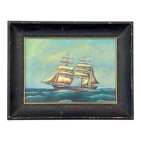 Nautical Seascape Oil on Canvas Board, Signed Beal 1974, Framed