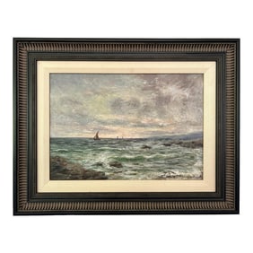 Early 20th Century British Maritime Artwork by a.j. Gray, Signed O, Seascape Oil Painting