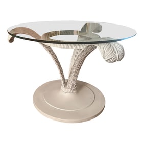 1960s Tri-Plume Hollywood Regency Glass Topped Coffee or Occasional Table